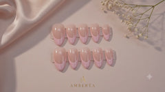 Pink French Tip Press On Nails | Glossy Almond Fake Nails