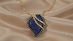 Blue Crystal Pendant Necklace | Gold Statement Gemstone Necklace for Women