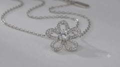 Moissanite Flower Necklace | Floral Pendant Necklace for Women – Luxury Sparkling Jewelry | AMBERÉA