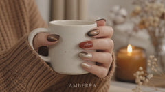 Brown Cat Eye Press On Nails | Autumn Winter Short Oval Nails