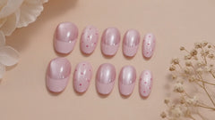 Pink Cat Eye Press On Nails | Blush French Tip Oval Nails