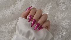 Metallic Fuchsia Cat Eye Press On Nails | Handmade Reusable Long Stiletto Nails by AMBERÉA
