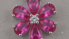 Pink Moissanite Flower Necklace | Luxury Floral Gemstone Pendant – AMBERÉA