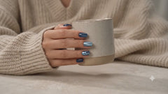 Navy Blue Silver Glitter Press On Nails | Handmade Reusable Short Square Nails by AMBERÉA