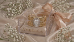 Gold Woven Pearl Cuff Bracelet | Vintage Wide Statement Bracelet by AMBERÉA