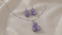 Purple Gourd Jewelry Set | Silver Rhinestone Necklace and Earrings Set by AMBERÉA